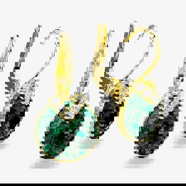 Swarovski Bella Gold Tone Plated Green Crystal V Drop Earrings 5735389