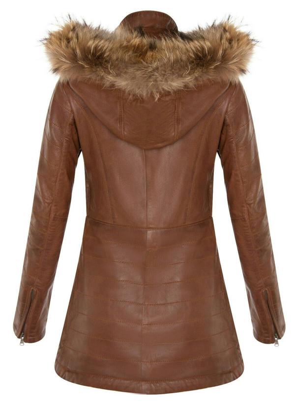 Infinity Leather Womens Quilted Leather Parka Jacket-Curitiba
