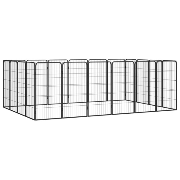 Berkfield 20-Panel Dog Playpen Black 50x100 cm Powder-coated Steel
