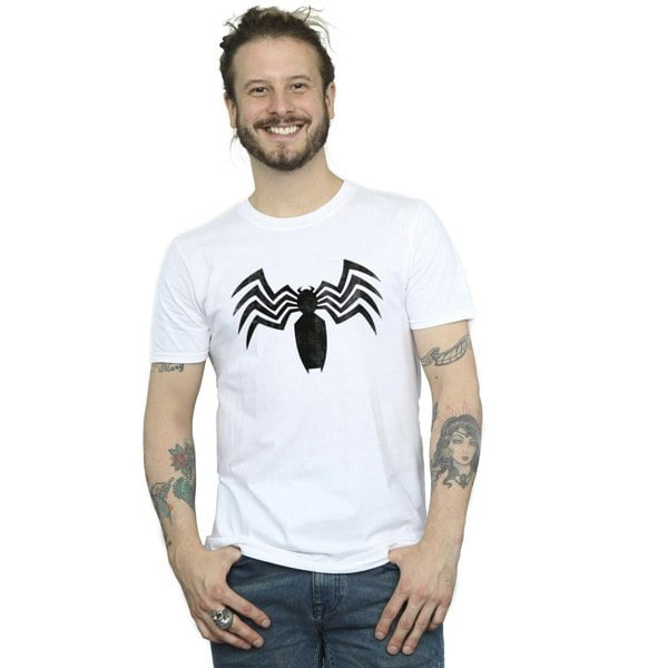 Marvel Mens Venom Spider Logo Emblem T-Shirt - White