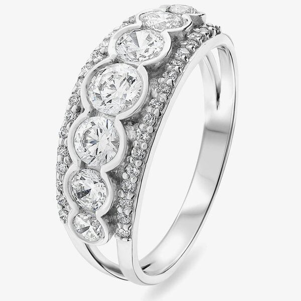 T. H. Baker Platinum 1.50ct Diamond Rubover & Pave Three Row Ring 10365/PL/DQ10