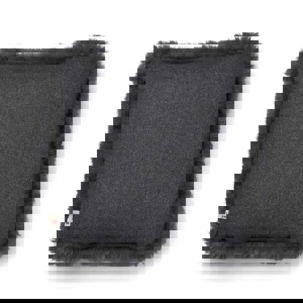 Long-Wool Sheepskin Cushion | 52x52 cm Rock/Steel