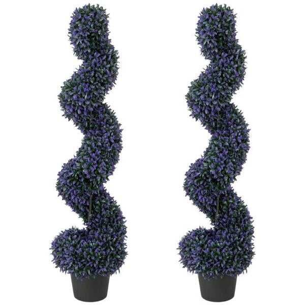Decorative Artificial Plants Set of 2, UV Resistant Fake Plants in Pot for Indoor Outdoor Decor, 120 cm, Purple