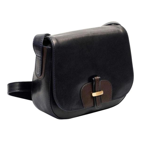 Front view of Navy Leather Shoulder bag