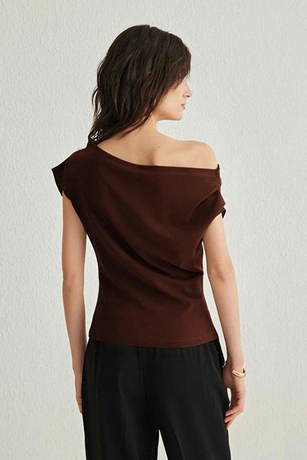 WOVCOR Draped One Shoulder Blouse