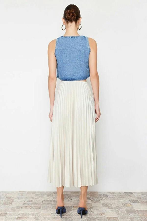 WOVCOR Pleated Maxi Stretch Knit Skirt