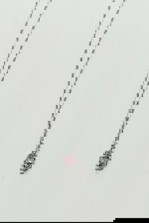 SVNX Pink Crystal Heart Pendant Necklace in Silver Colour - Gift Boxed