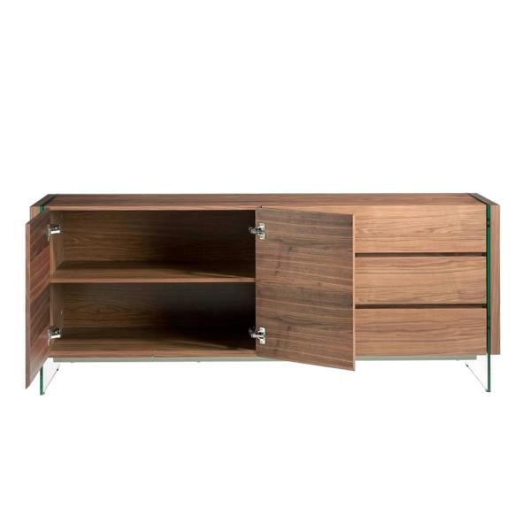 Angel Cerdá Walnut and Tempered Glass Sideboard 3086