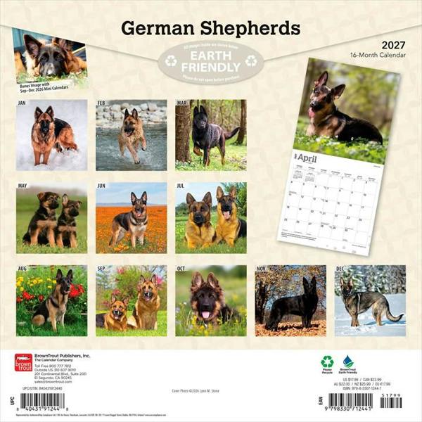 German Shepherds Calendar 2027, Wall Calendars, Month To View, Dogs, Gift