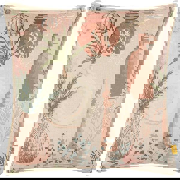 Furn Piping Detail Velvet Earthen Pots Cushion Cover - Natural