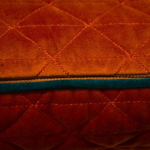 Riva Home Quartz Cushion Cover with Geometric Diamond Design - Jaffa Orange/Teal