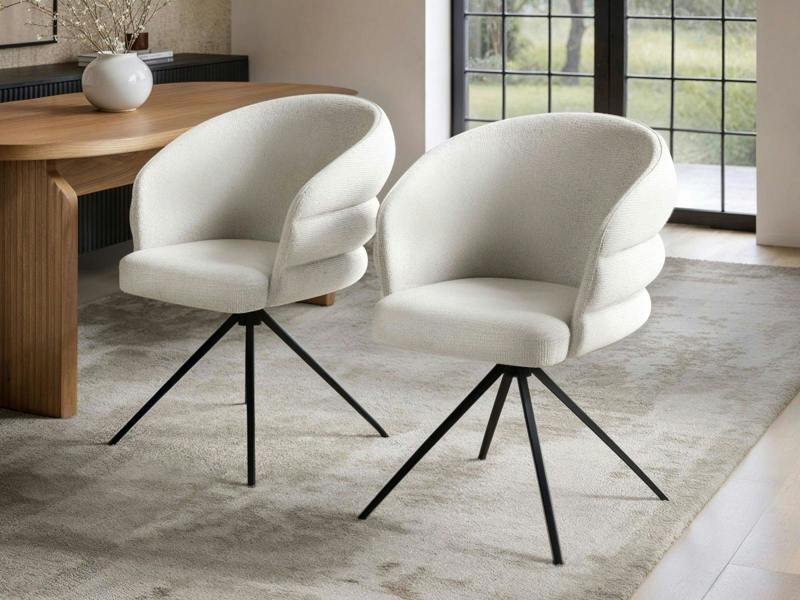 SOLACE+CO Eira Cream Swivel Dining Chair Set of 2