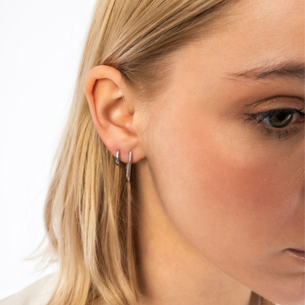 Spero London Edgy Geometric Sterling Silver Hoop Earrings