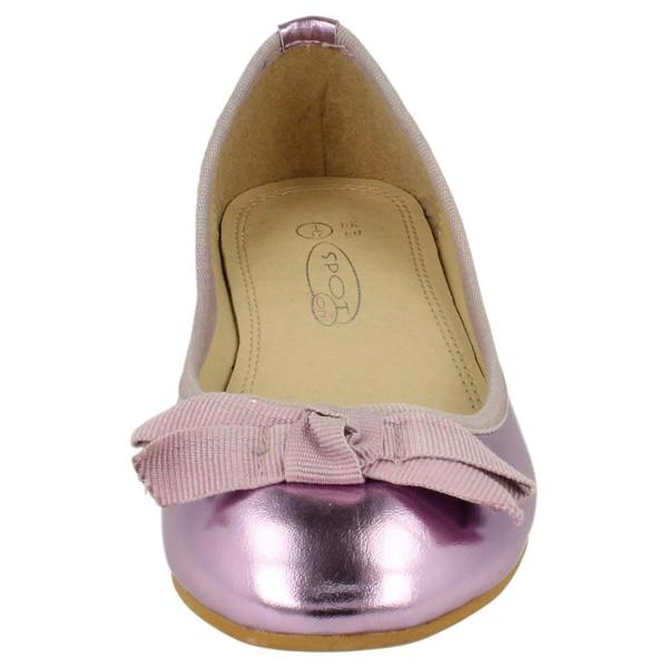 Spot On Ladies Spot On Flat Ballerina Ribbon Bow Vamp Shoe
