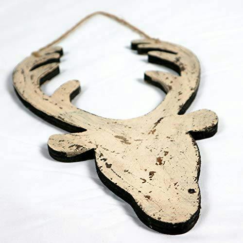 26cm Cream Wooden Hanging Deer Head Christmas Wall Decoration for Home, Office and Seasonal Displays image 4