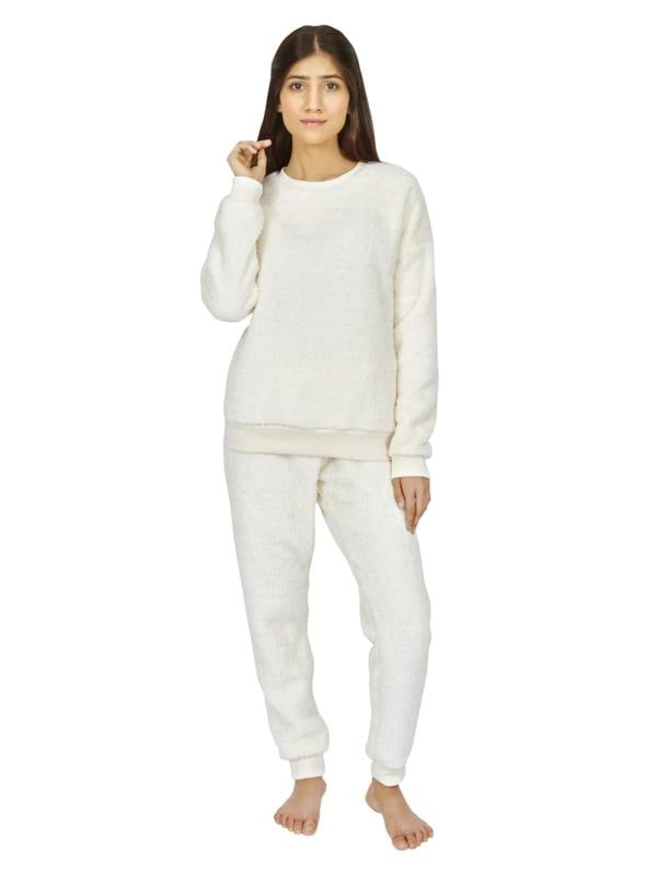 Smart Living Ladies Fleece Hoodie & Jogger Set - Cream