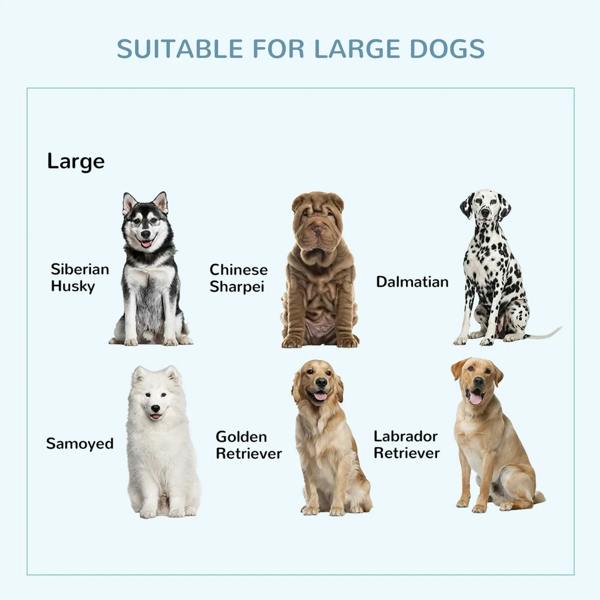 Infographic showing multiple dog photos for a large pet crate