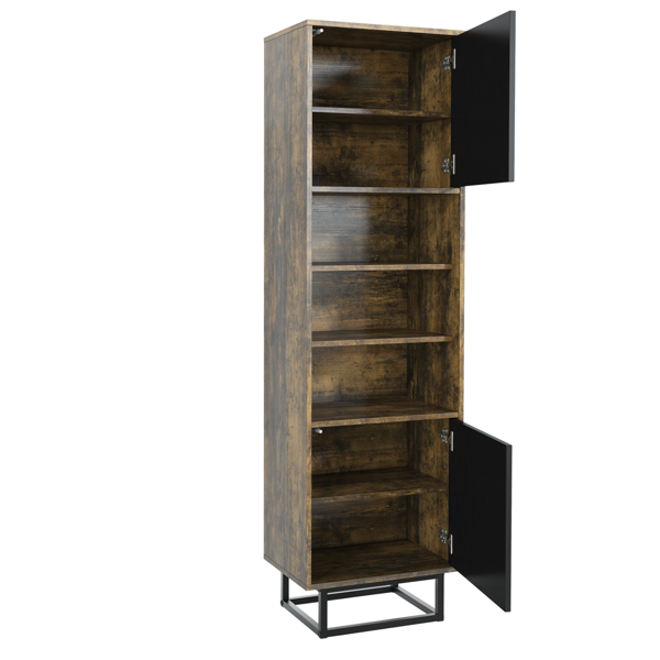 Mex Furniture 175cm Industrial Loft Retro Oak Display Cabinet
