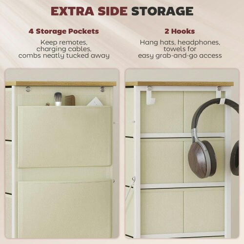 Wyld Haus Batoro Fabric And Metal Beige 5 Drawer Storage Chest