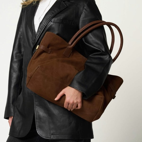 Barneys Originals Brown Suede Everyday Essentials Bag