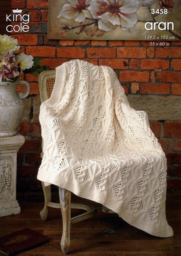 King Cole Knitting Pattern 3458, Blankets 55 x 60 Inches - Advanced