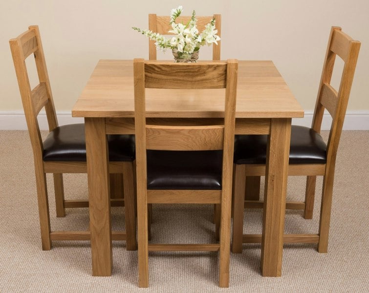 That's Furniture Oslo 90 x 90cm Small Square Oak Dining Set with 4 Lincoln Oak Chairs
