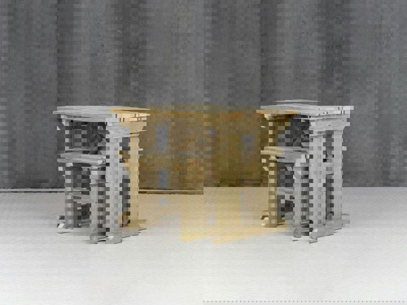 Yews Space-Saving Picnic Table and Benches Set – Wooden Outdoor Dining Set for Gardens and Patios
