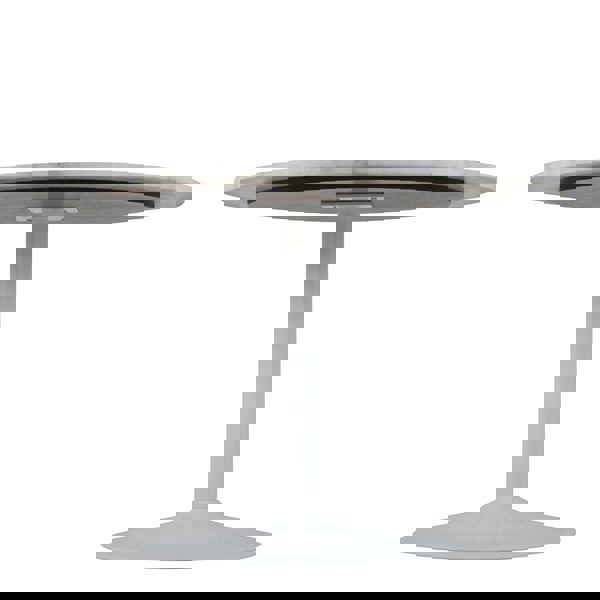 Furniture To Go Tarifa Round Dining Table with White Polished Marble Top and White Base