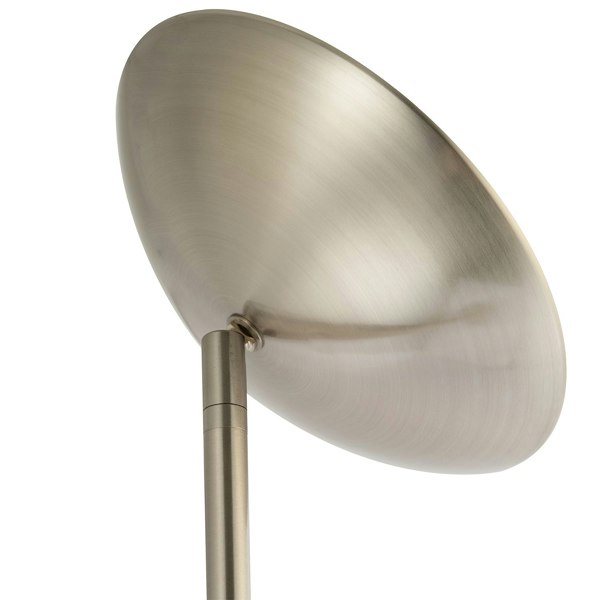 Modern LED Uplighter Metal Floor Lamp in Satin Nickel with Memory Dimmer Button Image 3