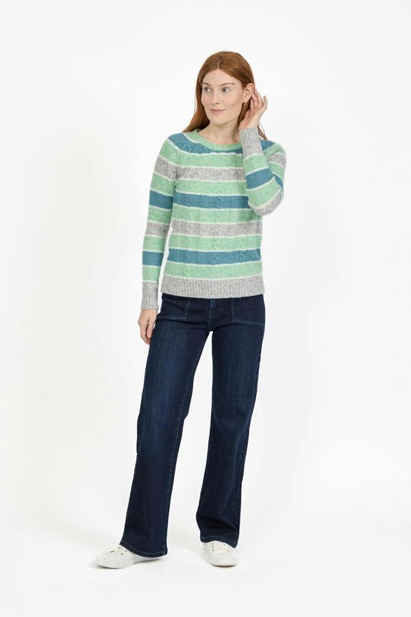 Mudflower Cable-Knit Stripe Jumper