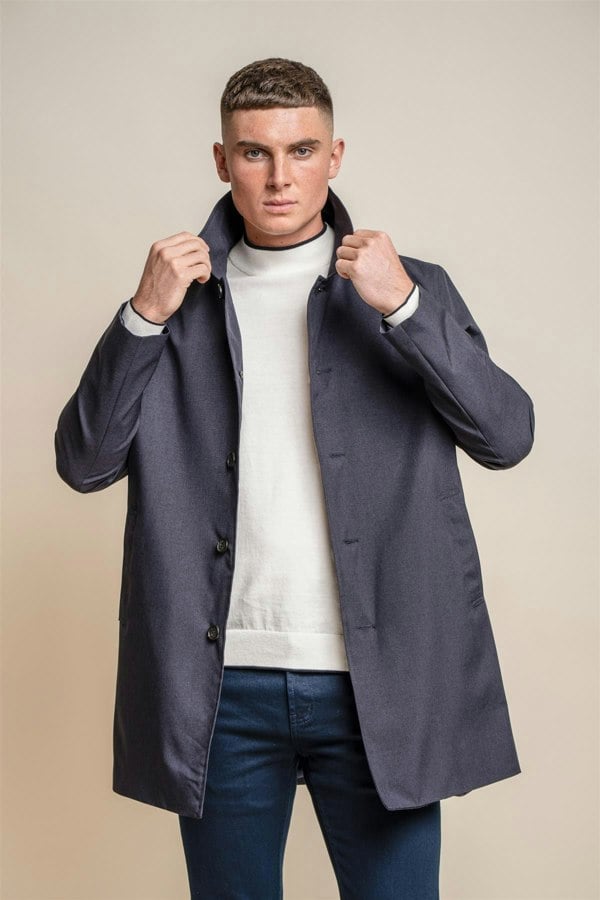 Brando mac navy long coat front