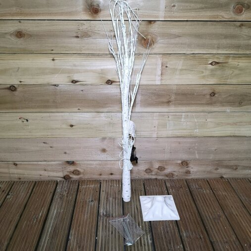 Samuel Alexander 1.2m (4ft) Indoor Outdoor Christmas Lit Birch Tree with 48 Ice White LEDs