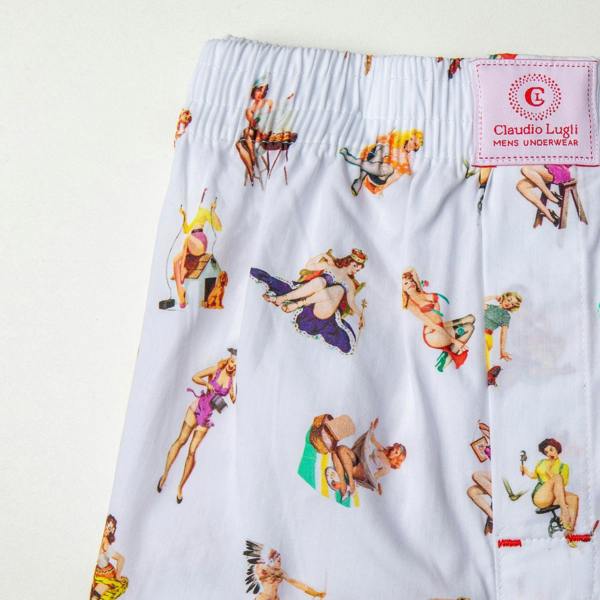 PIN UP COTTON POPLIN PRINT BOXER SHORTS - Premium Men's Patterned Shirt by Claudio Lugli | Bold Design, Tailored Fit, Best Printed Shirts