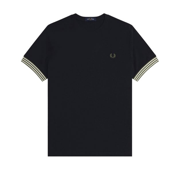 Fred Perry Striped Cuff T-Shirt Black