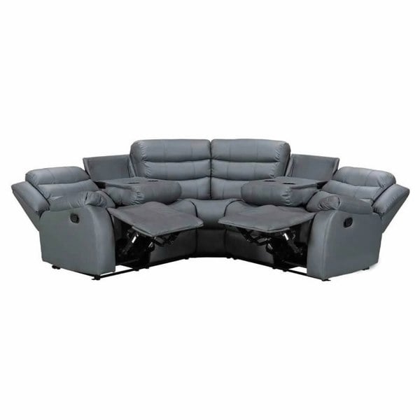 ROMA LEATHER GREY CORNER SOFA
