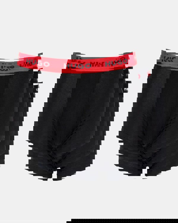 HUGO 3-Pack Mens Trunks with Coloured Waistbands - Black 010