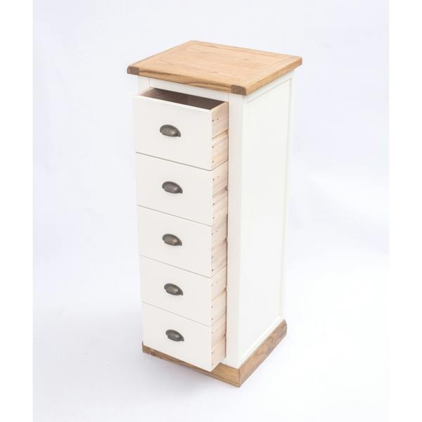 Cabinet Bits Tropea 5 Drawer Narrow Chest of Drawers Brass Cup Handle