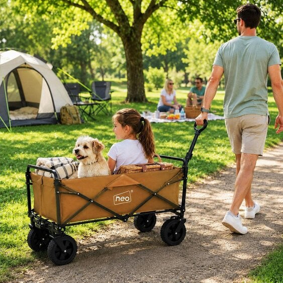Neo Direct Neo Khaki Folding Wagon Garden Cart 138L 120kg