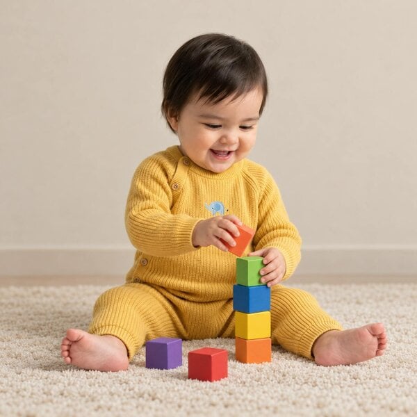 Mini Cuddles Elephant-Embroidered Romper (Mustard)