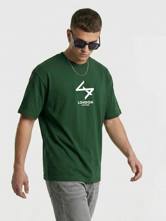 London Attitude Japanese inspired Oversized Heavyweight Cotton T-Shirt - Forest green