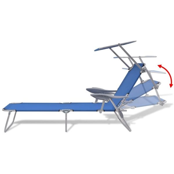 Berkfield Sun Lounger with Canopy Steel Blue