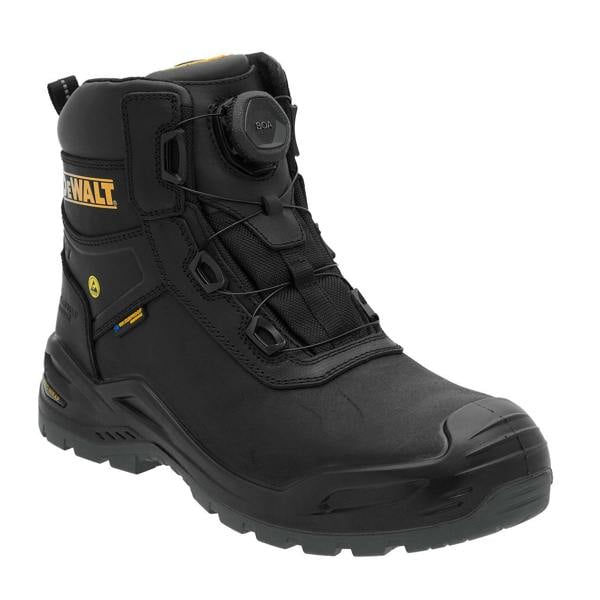 DeWalt Lander Boa Men's Safety Work Non-Metallic Safety Ankle Boots, black work safety boots with protective toe cap and adjustable laces.