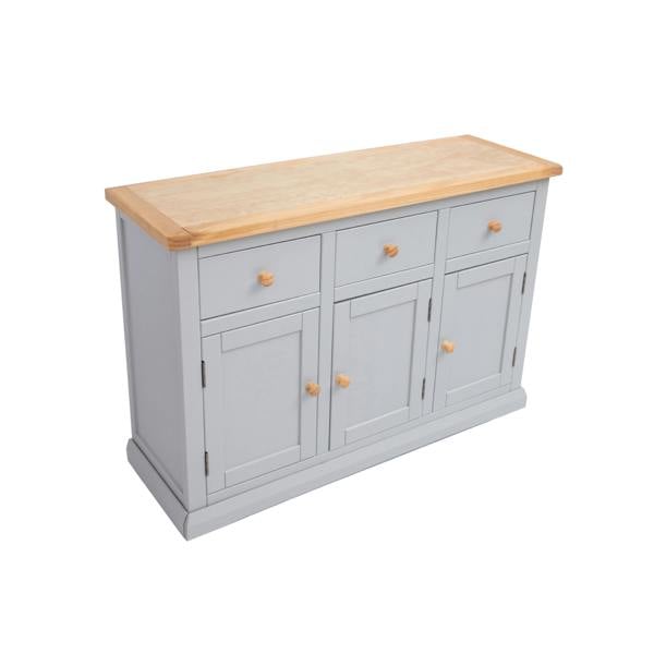 Cabinet Bits Loreo Light Grey 3 Drawer 3 Door Sideboard Wood Knob