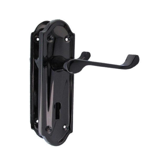 EDH Door Hardware Askworth Door Handle Set – Black Nickel Internal Lock Door Handles 170mm x 48mm