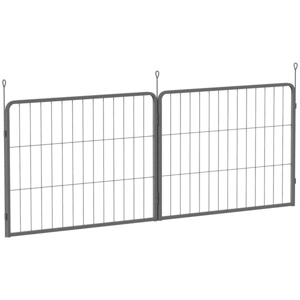Black metal dog playpen expansion panels, wire grid with top loop stakes