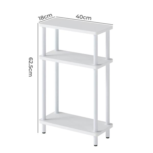 Levede Slim Side Table 3 Tier Narrow Sofa End Table Bedside Storage Stand White