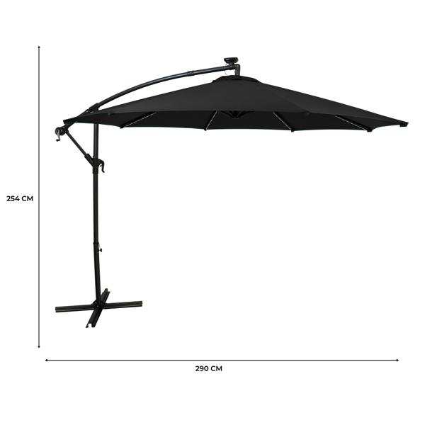 Monstershop LED Cantilever Parasol 3m – Black