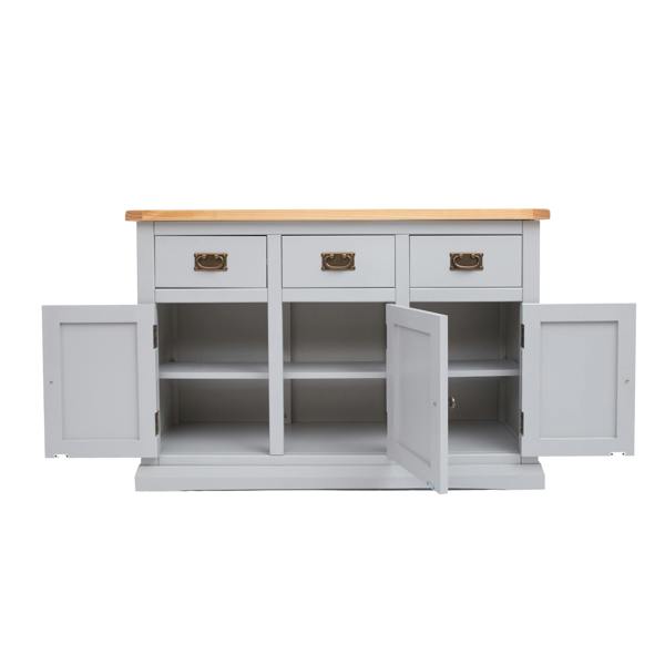 Cabinet Bits Loreo Light Grey 3 Drawer 3 Door Sideboard Brass Drop Handle