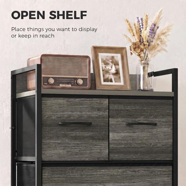 HOMCOM Bedroom Chest of Drawers 4 Drawer Dresser with Shelf, Grey