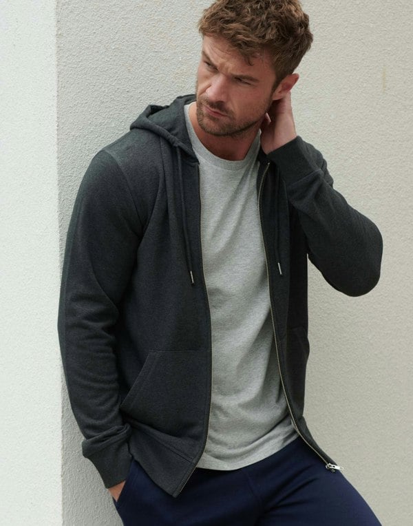 Men's Organic Cotton Zip-up Hoodie – Dark Heather Grey - British Boxers